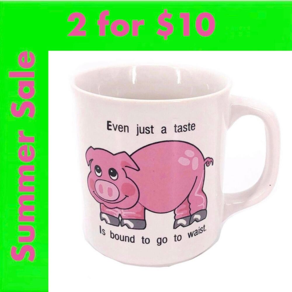 80s funny Even Just a Taste Bound to Go to Waist coffee mug 1980s vintage SALE